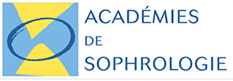 Logo des Académies de Sophrologie: un carré bleu et jaune avec un ovale stylisé. Le texte affiche "Académies de Sophrologie".