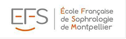 Logo EFS stylisé gris et orange, avec un sourire, et texte École Française de Sophrologie de Montpellier.