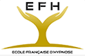 Logo de l'École Française d'Hypnose (EFH) avec mains dorées stylisées formant un Y, évoquant soutien et thérapie par hypnose.